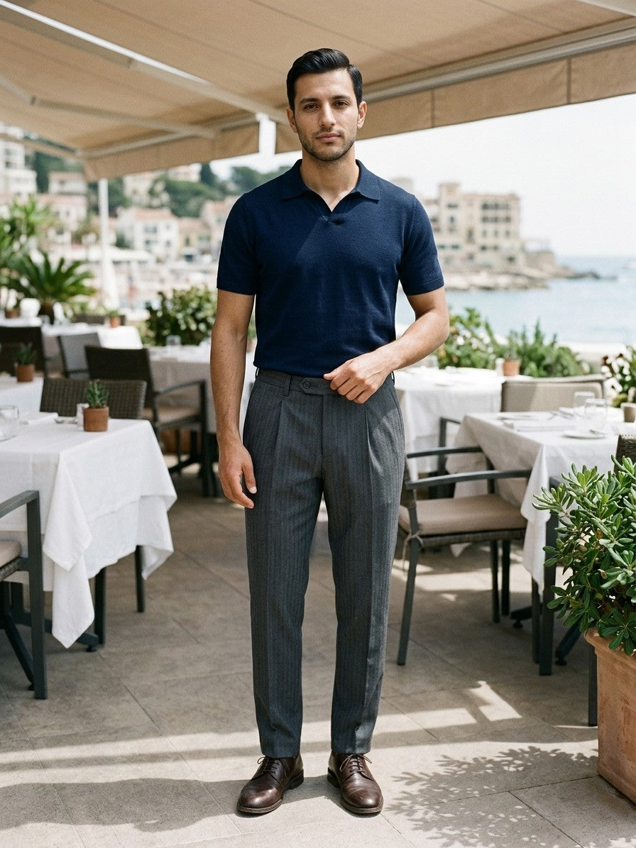 Raven Men's Pleated Tapered Trousers — darkgray — lifestyle