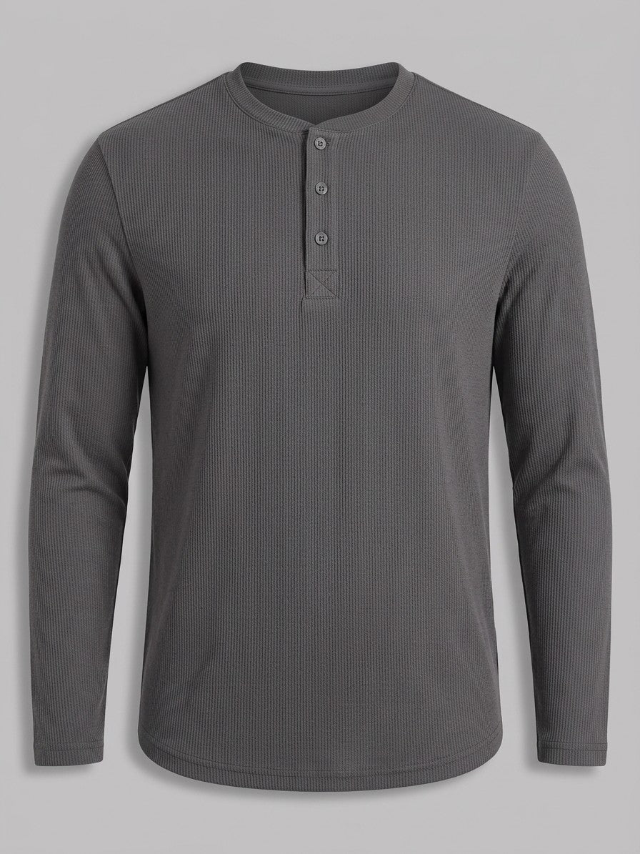 Ravenna Men's Long Sleeve Henley — gray — packshot