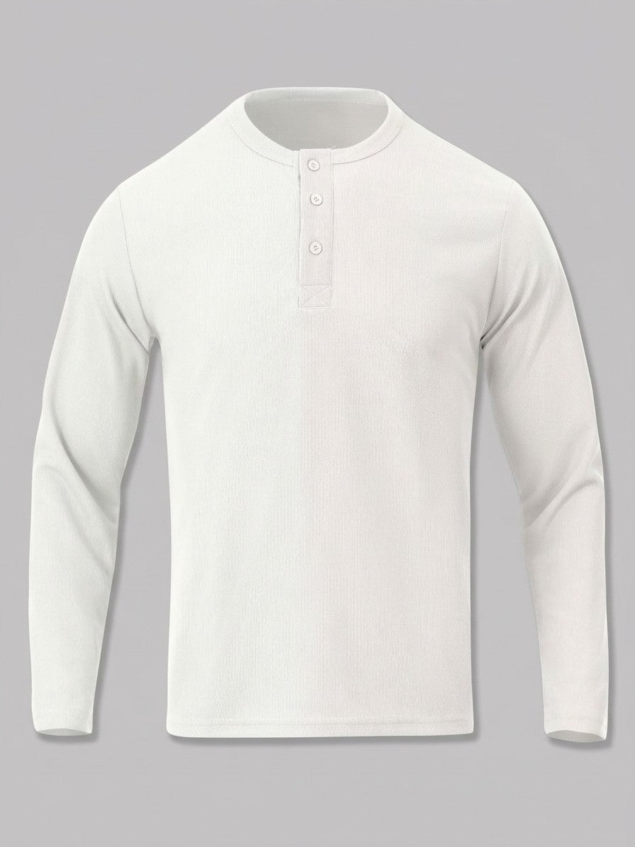 Ravenna Men's Long Sleeve Henley — white — packshot