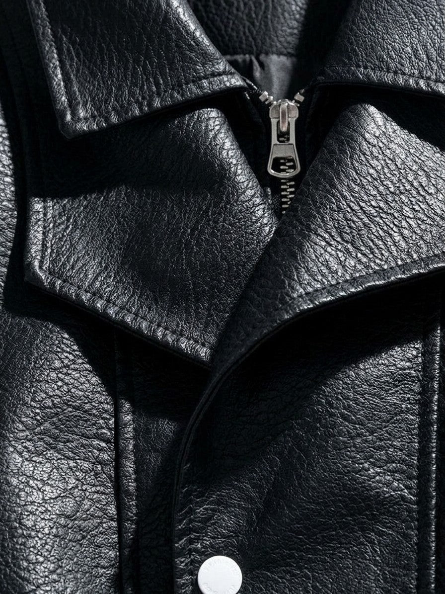 Recanati Men's Leather-Look Bomber Jacket — black — detail