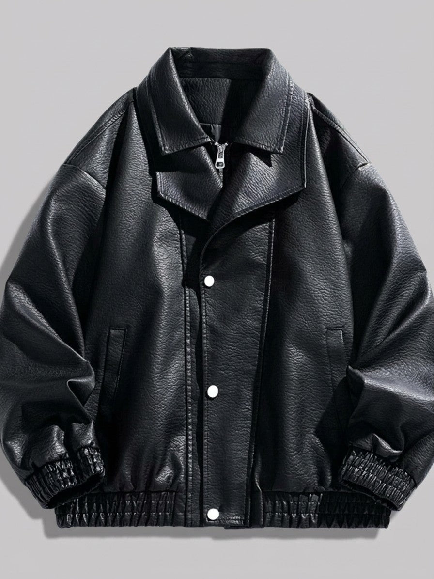 Recanati Men's Leather-Look Bomber Jacket — black — packshot