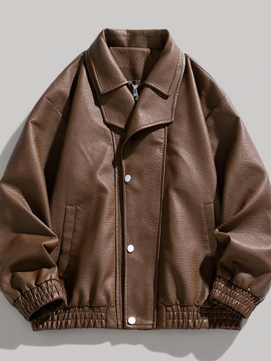 Recanati Men's Leather-Look Bomber Jacket — brown — packshot