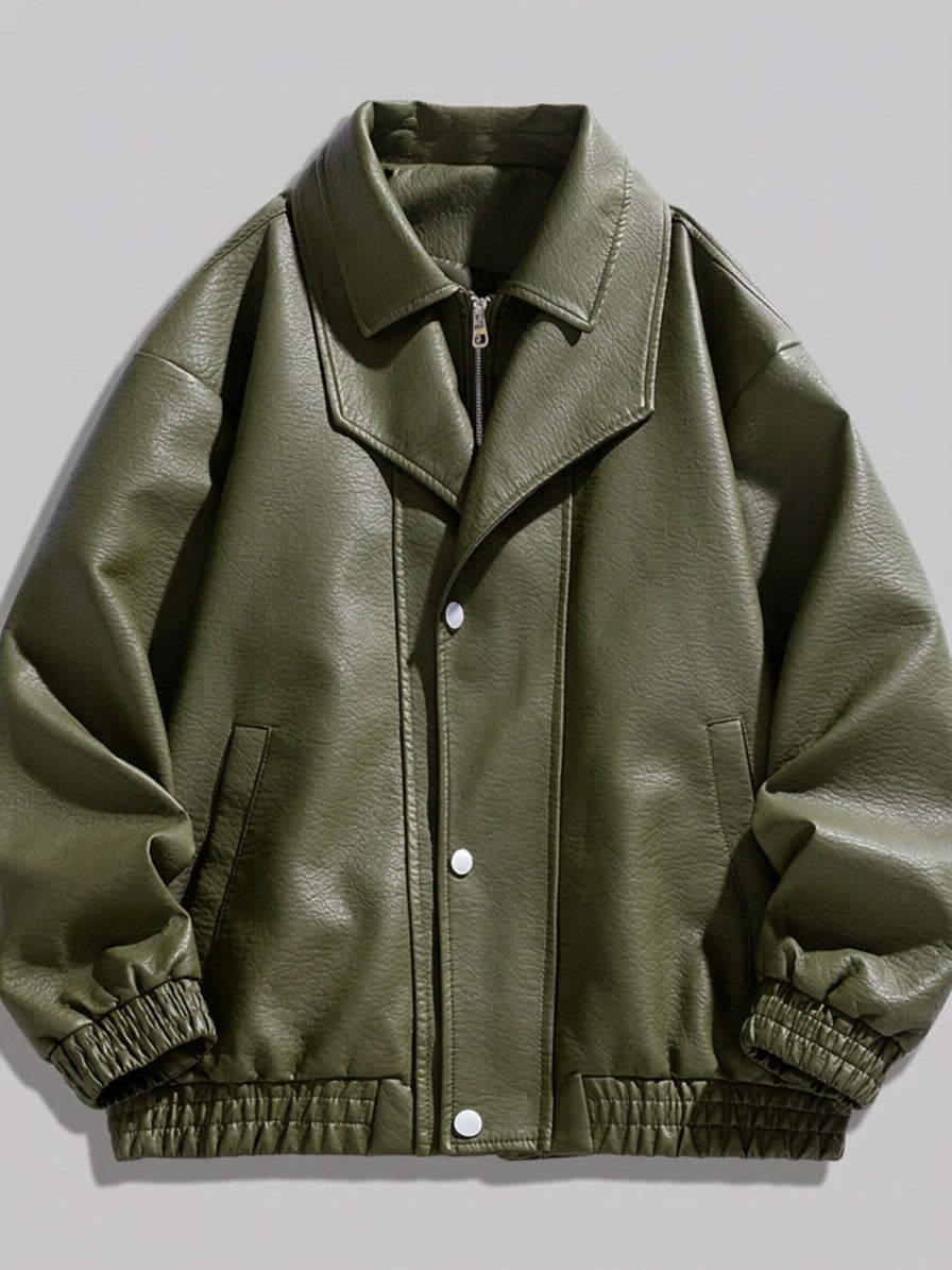 Recanati Men's Leather-Look Bomber Jacket — green — packshot