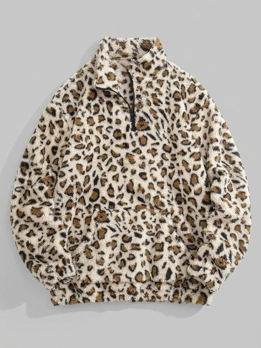 Recco Men's Leopard Faux Fur Jacket — champagne — packshot