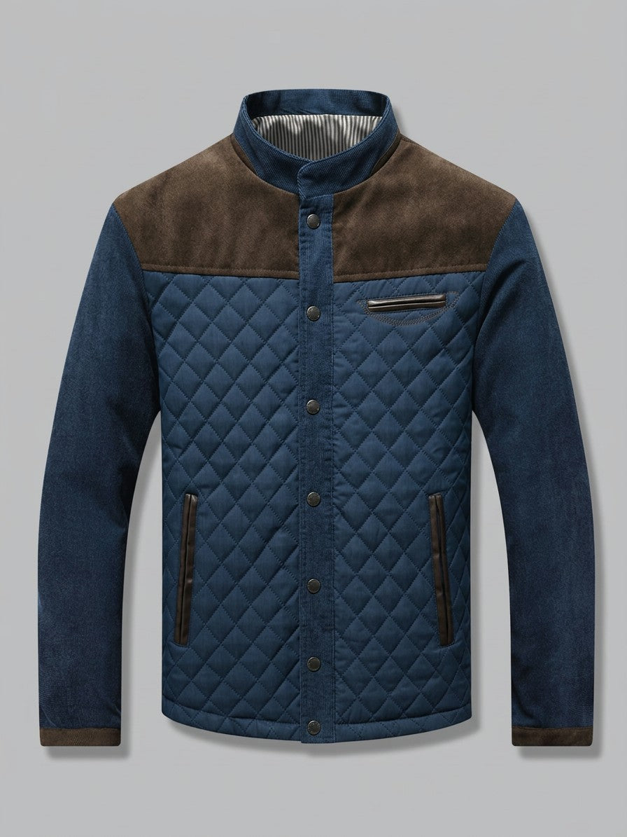Riccione Men's Diamond-Quilted Yoke Jacket — coffeeblue — packshot