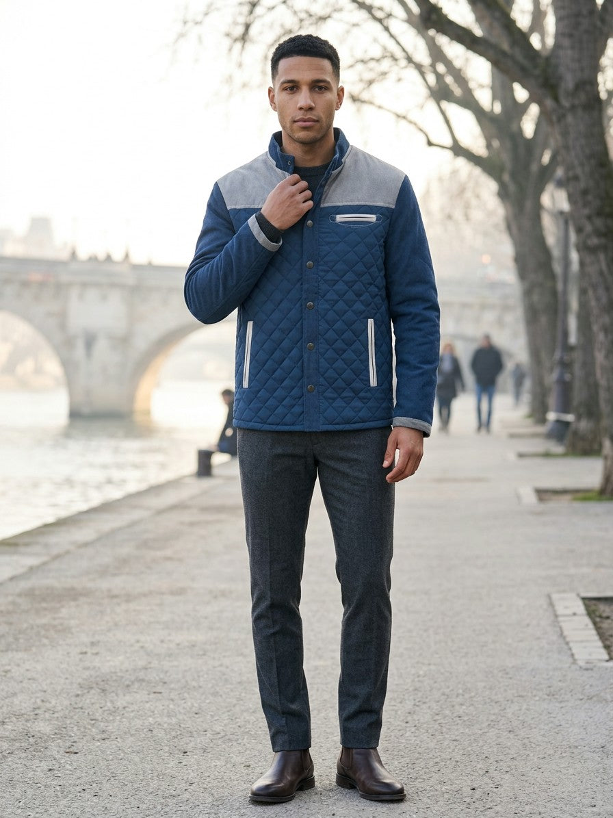 Riccione Men's Diamond-Quilted Yoke Jacket — whitegrayblue — lifestyle