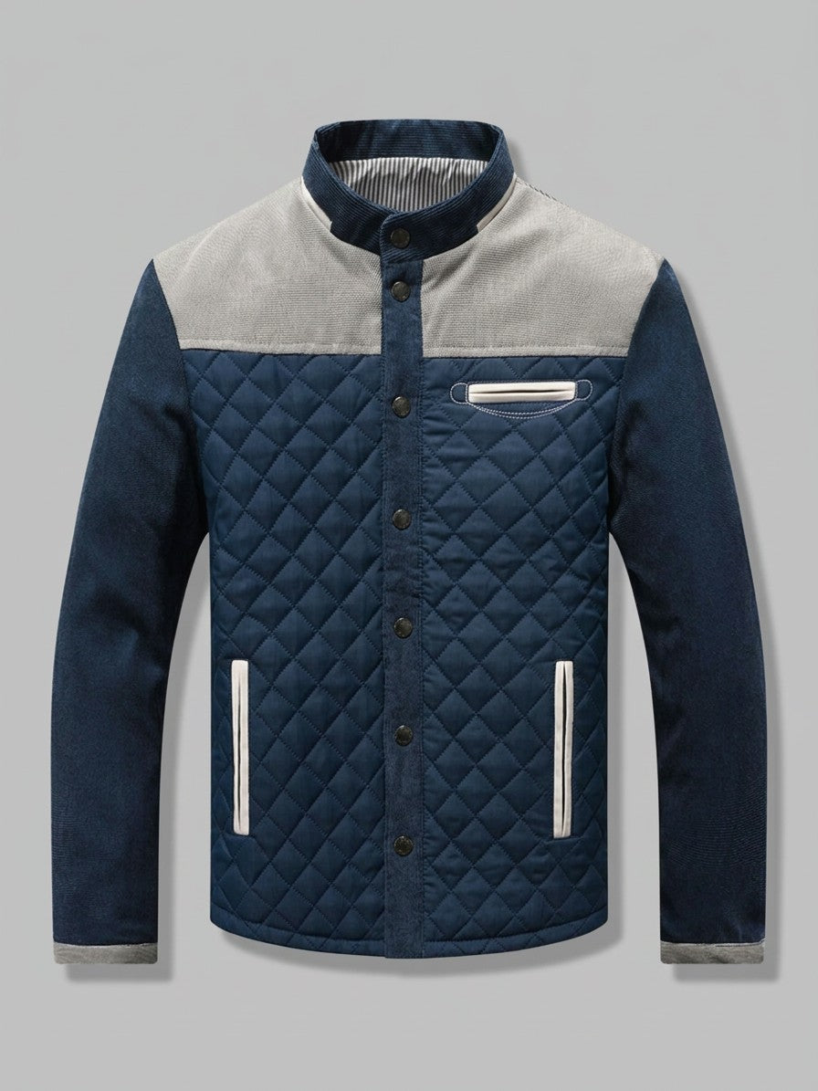 Riccione Men's Diamond-Quilted Yoke Jacket — whitegrayblue — packshot