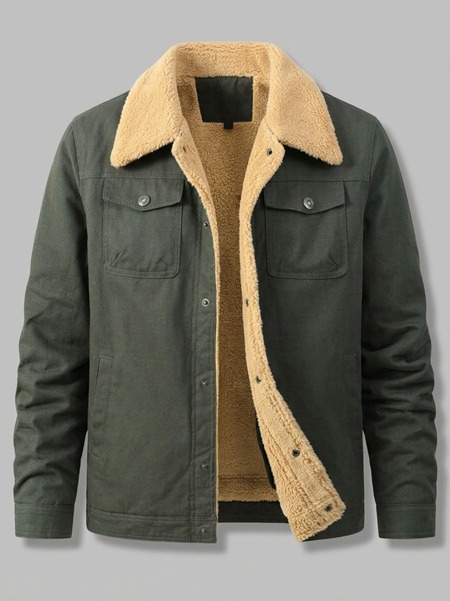 Rieti Men's Sherpa-Lined Trucker Jacket — armygreen — packshot