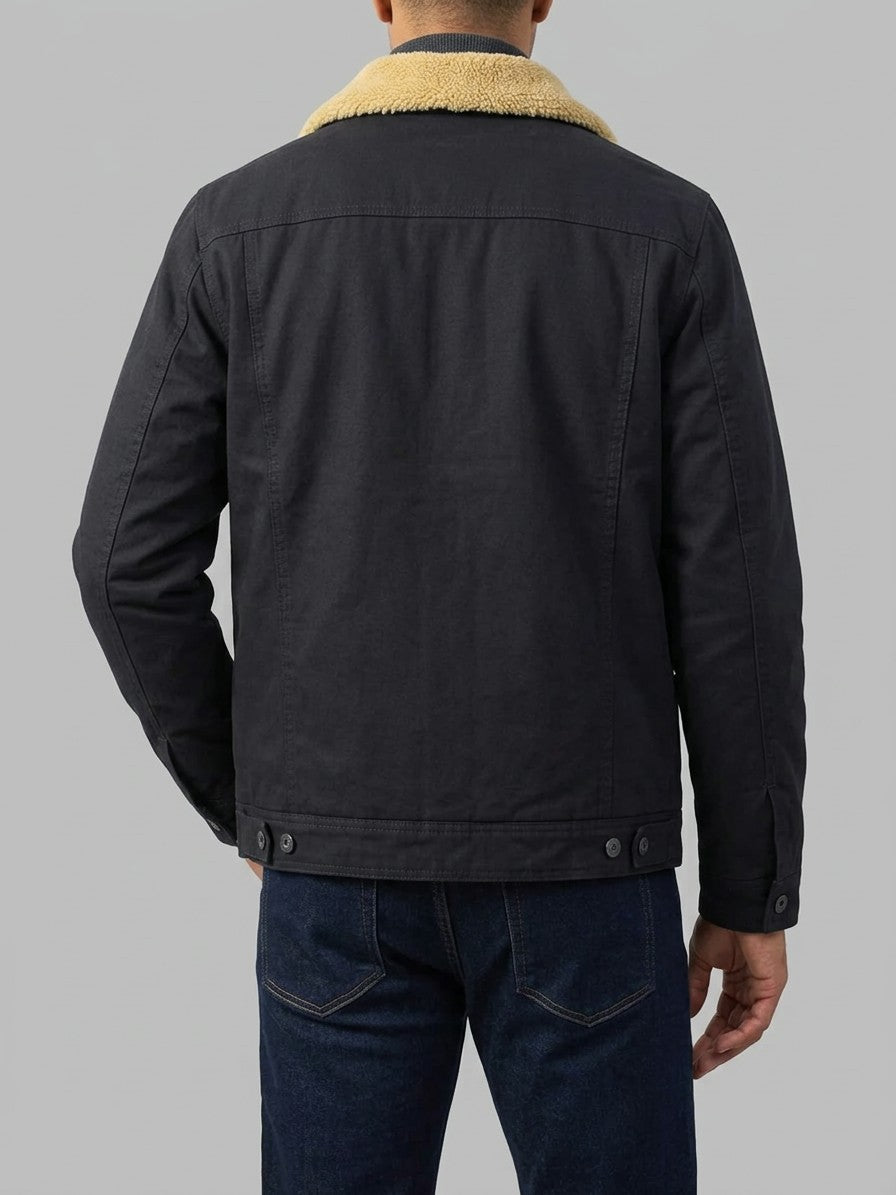 Rieti Men's Sherpa-Lined Trucker Jacket — black — back