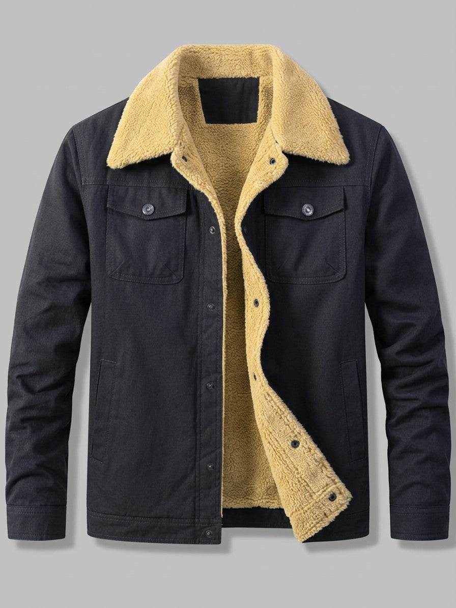 Rieti Men's Sherpa-Lined Trucker Jacket — black — packshot