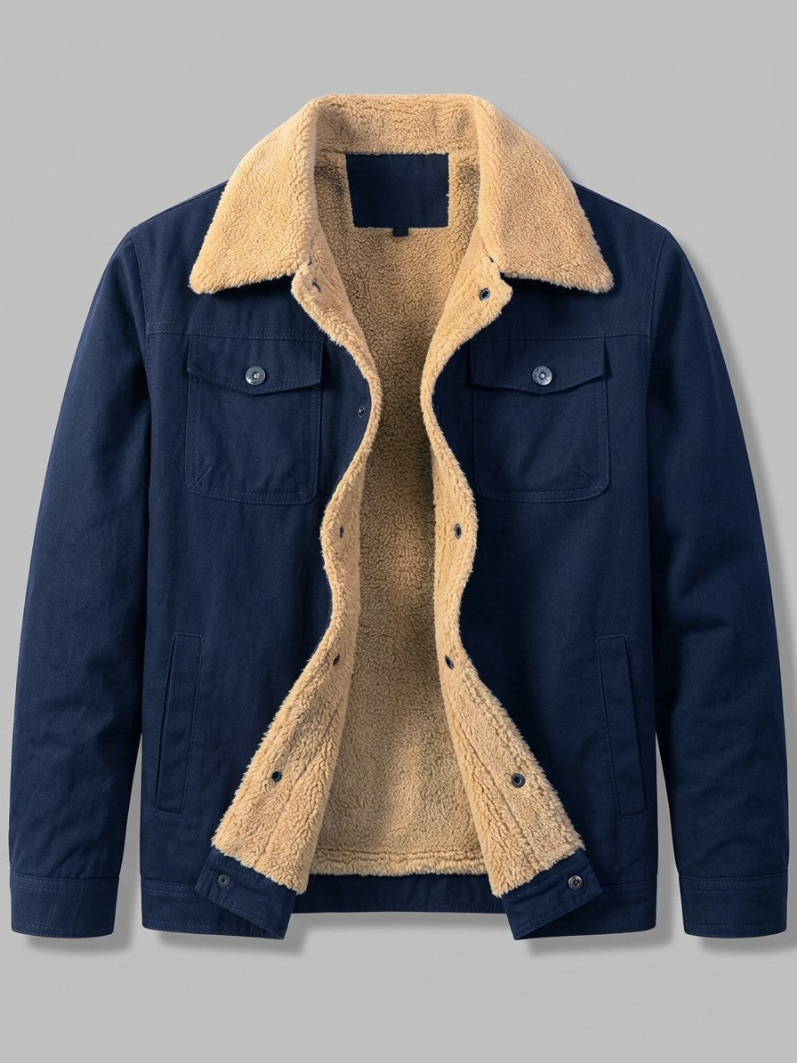 Rieti Men's Sherpa-Lined Trucker Jacket — darkblue — packshot