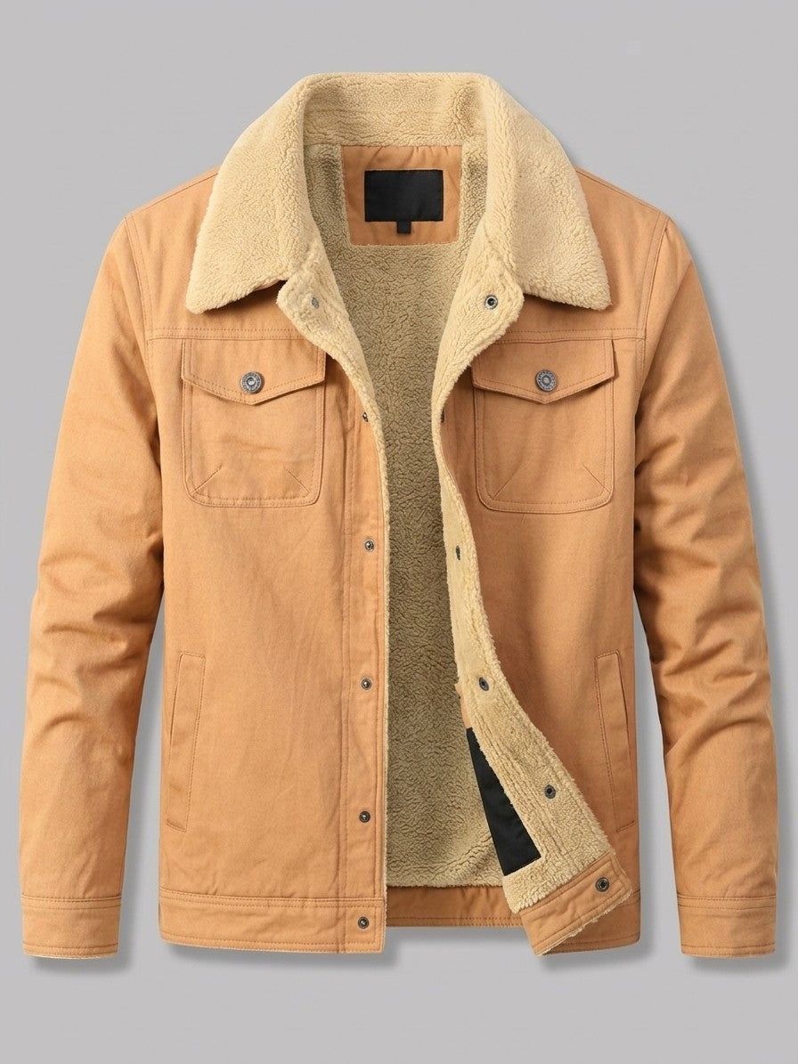 Rieti Men's Sherpa-Lined Trucker Jacket — earthyyellow — packshot