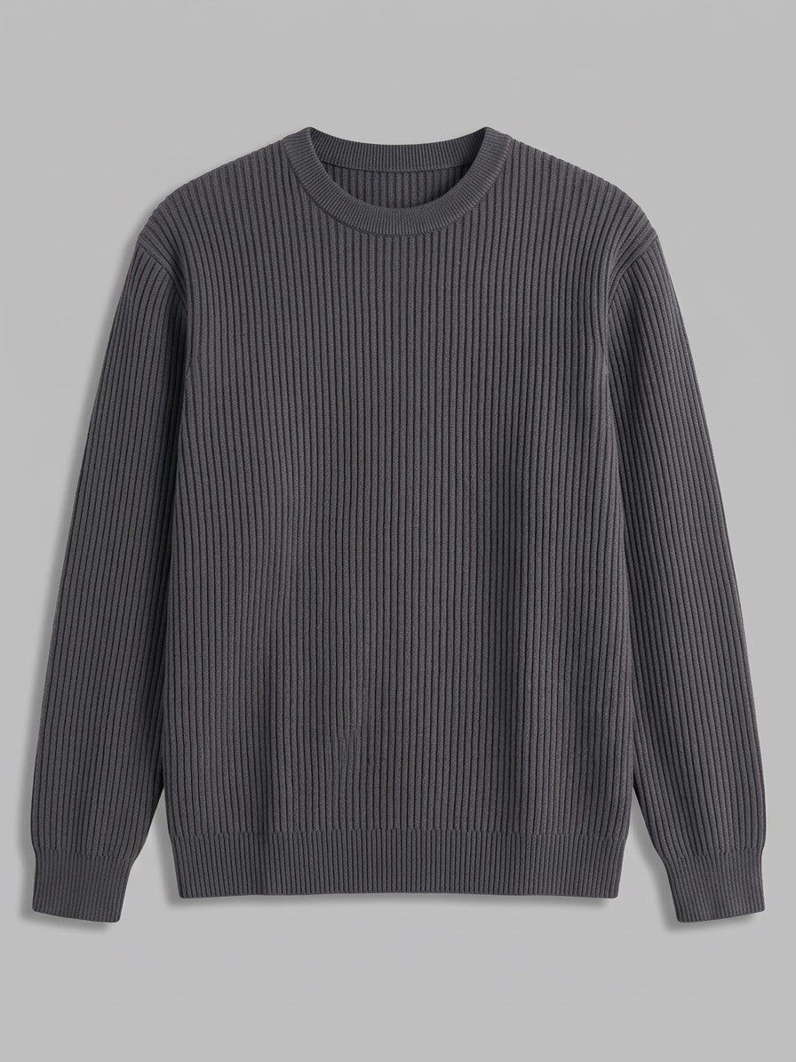 Rimini Men's Ribbed Crew Neck Sweater — darkgray — packshot