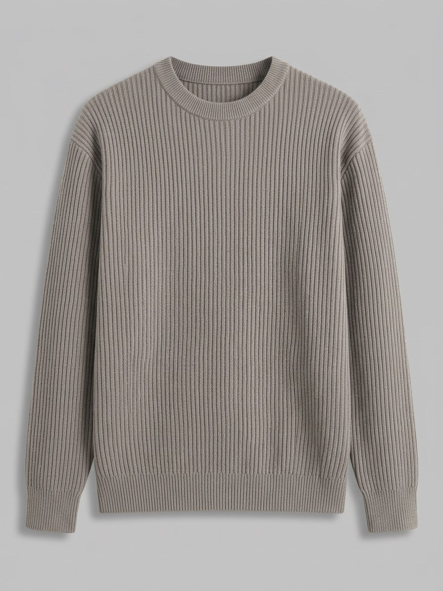 Rimini Men's Ribbed Crew Neck Sweater — lightgray — packshot