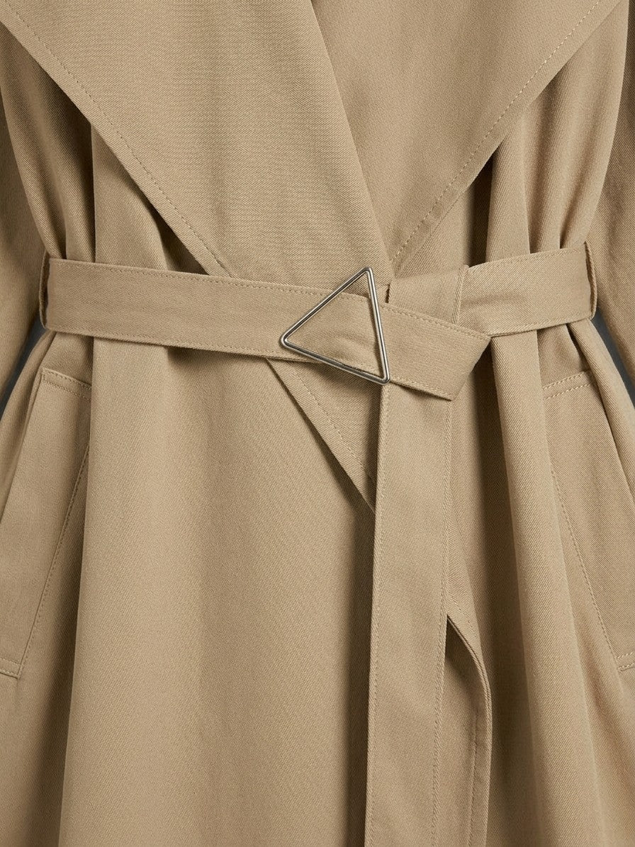 Ripatransone Women's Belted Wrap Trench Coat — khaki — detail-collar