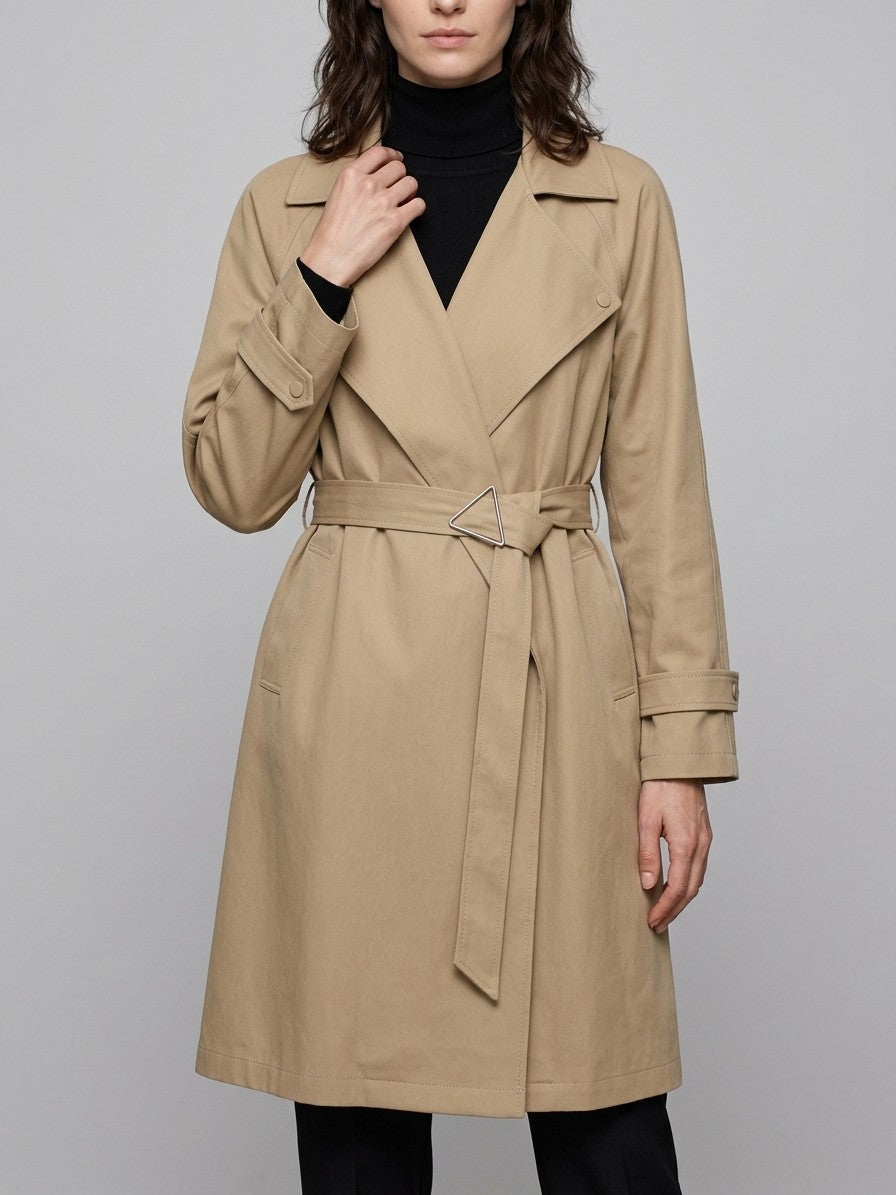 Ripatransone Women's Belted Wrap Trench Coat — khaki — front