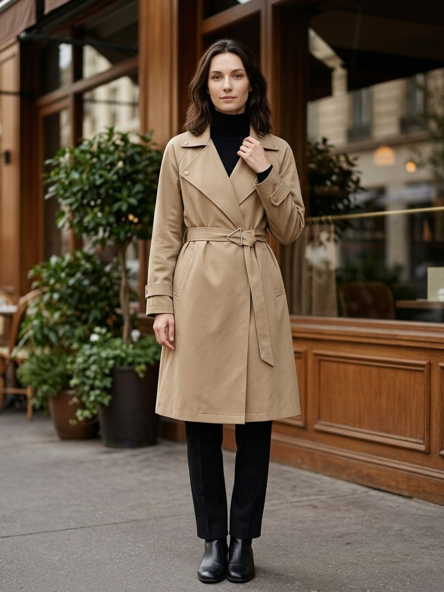 Ripatransone Women's Belted Wrap Trench Coat — khaki — lifestyle