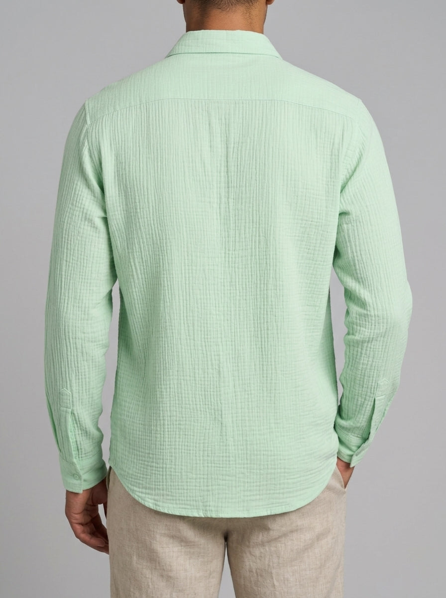 Riva Men's Textured Long Sleeve Shirt — mintgreen — back