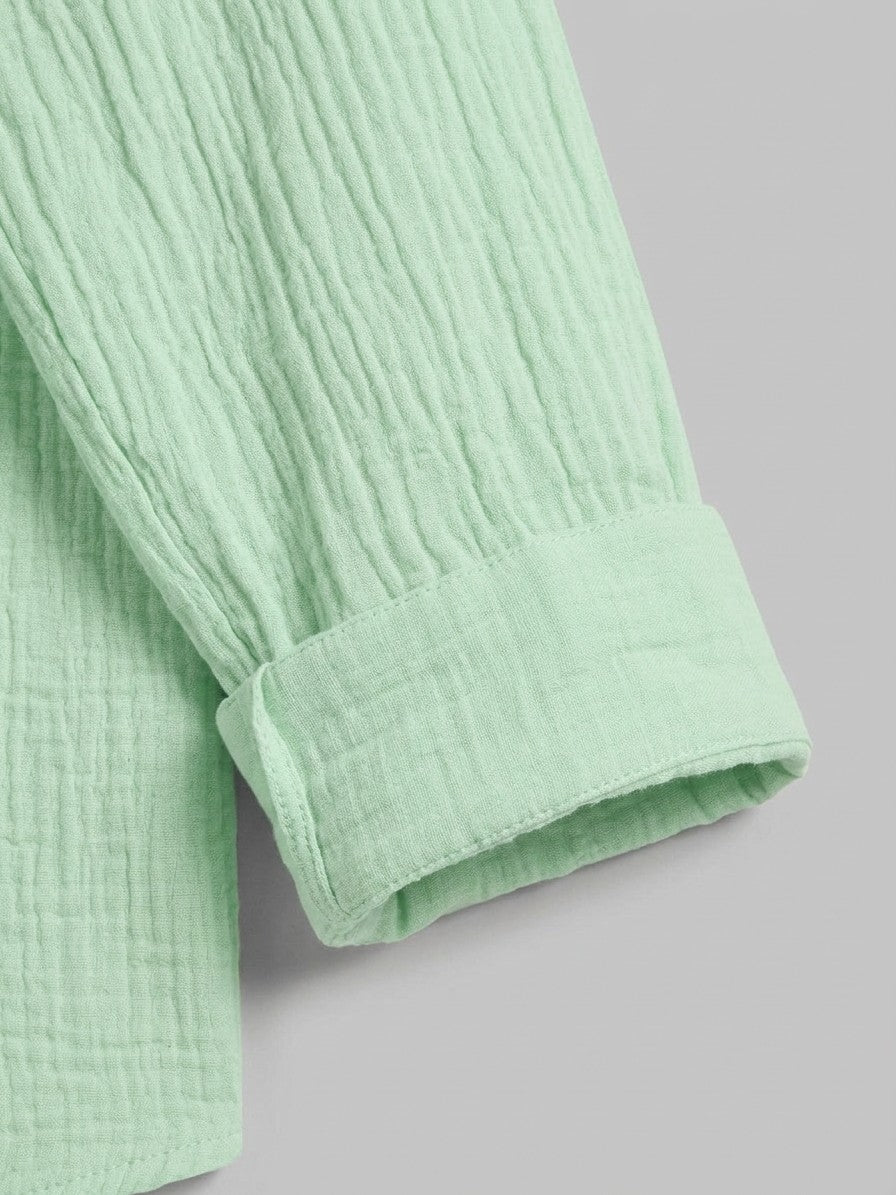 Riva Men's Textured Long Sleeve Shirt — mintgreen — detail-2