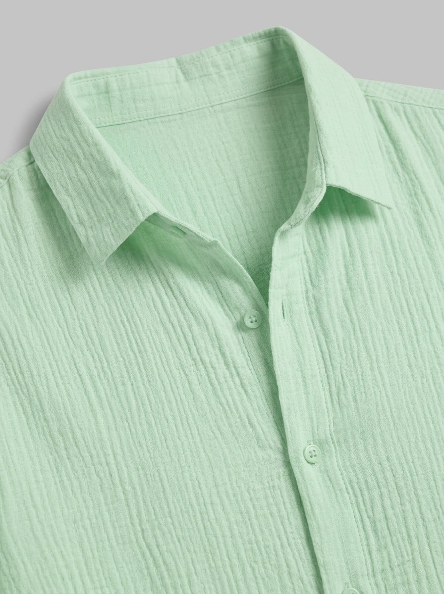 Riva Men's Textured Long Sleeve Shirt — mintgreen — detail
