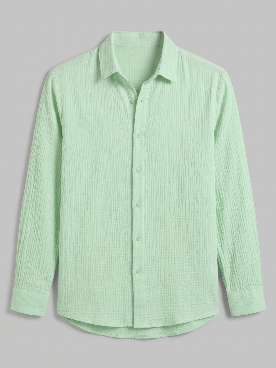 Riva Men's Textured Long Sleeve Shirt — mintgreen — packshot