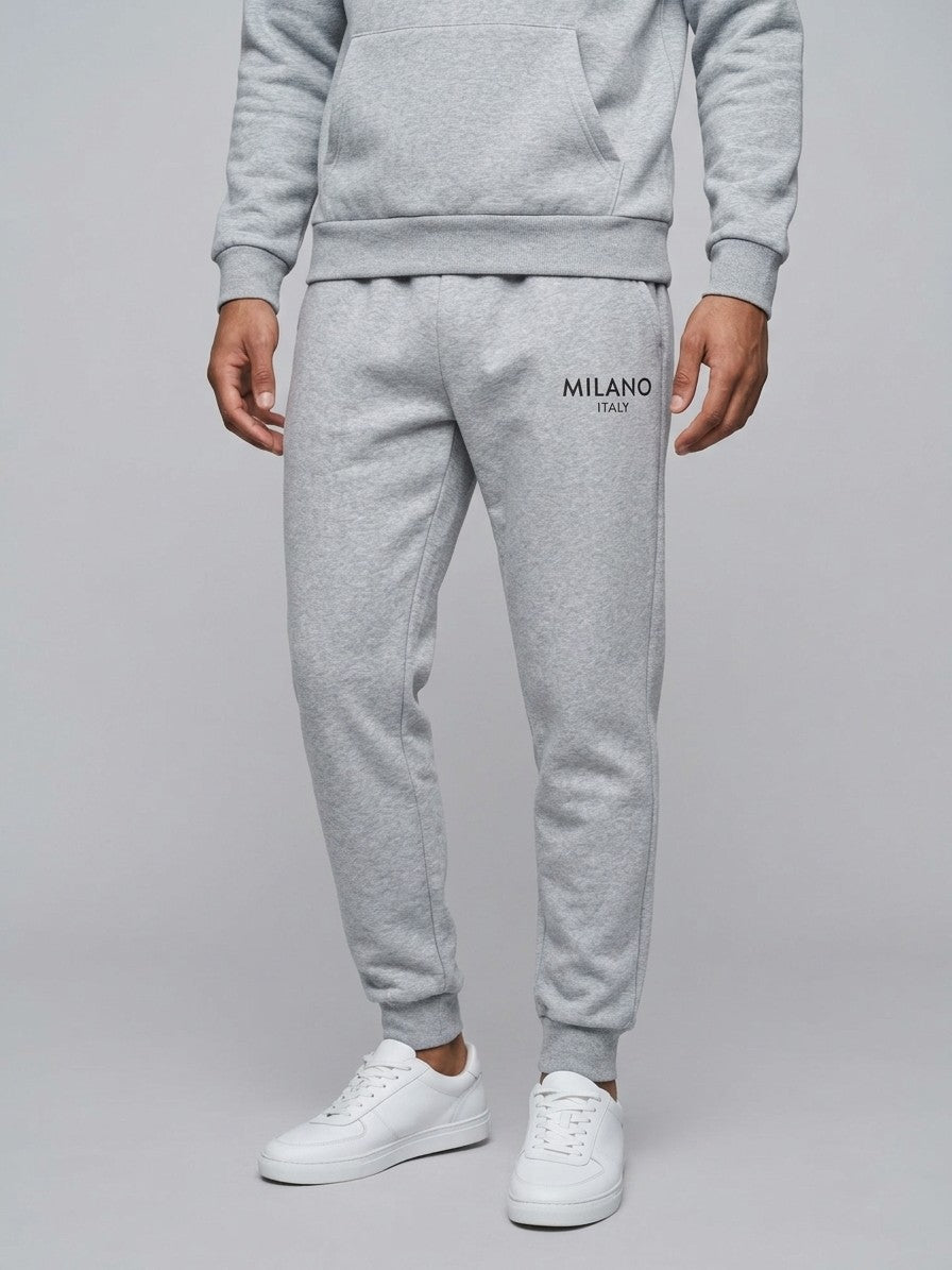 Rovato Men's Milano Print Hoodie & Jogger Set — heathergrey — bottomfront