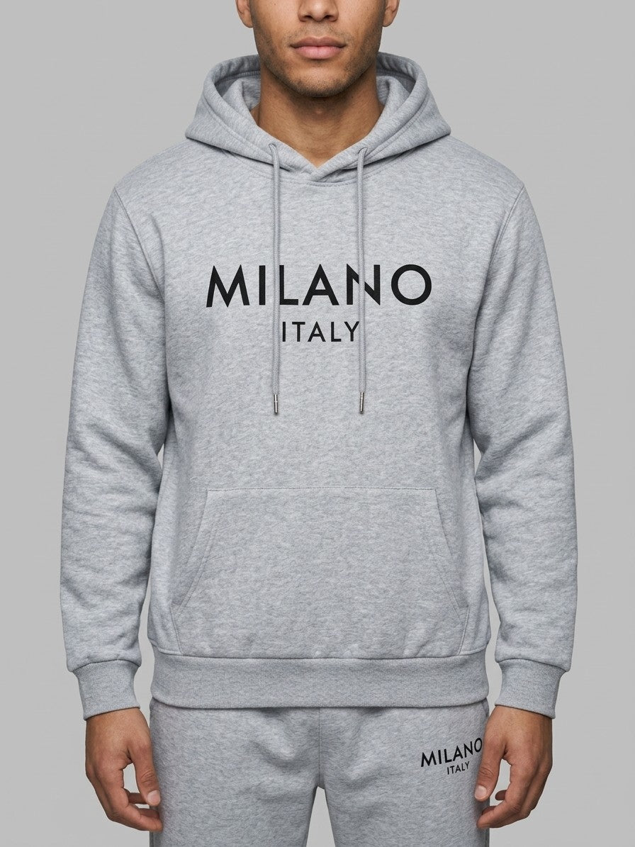 Rovato Men's Milano Print Hoodie & Jogger Set — heathergrey — closefront
