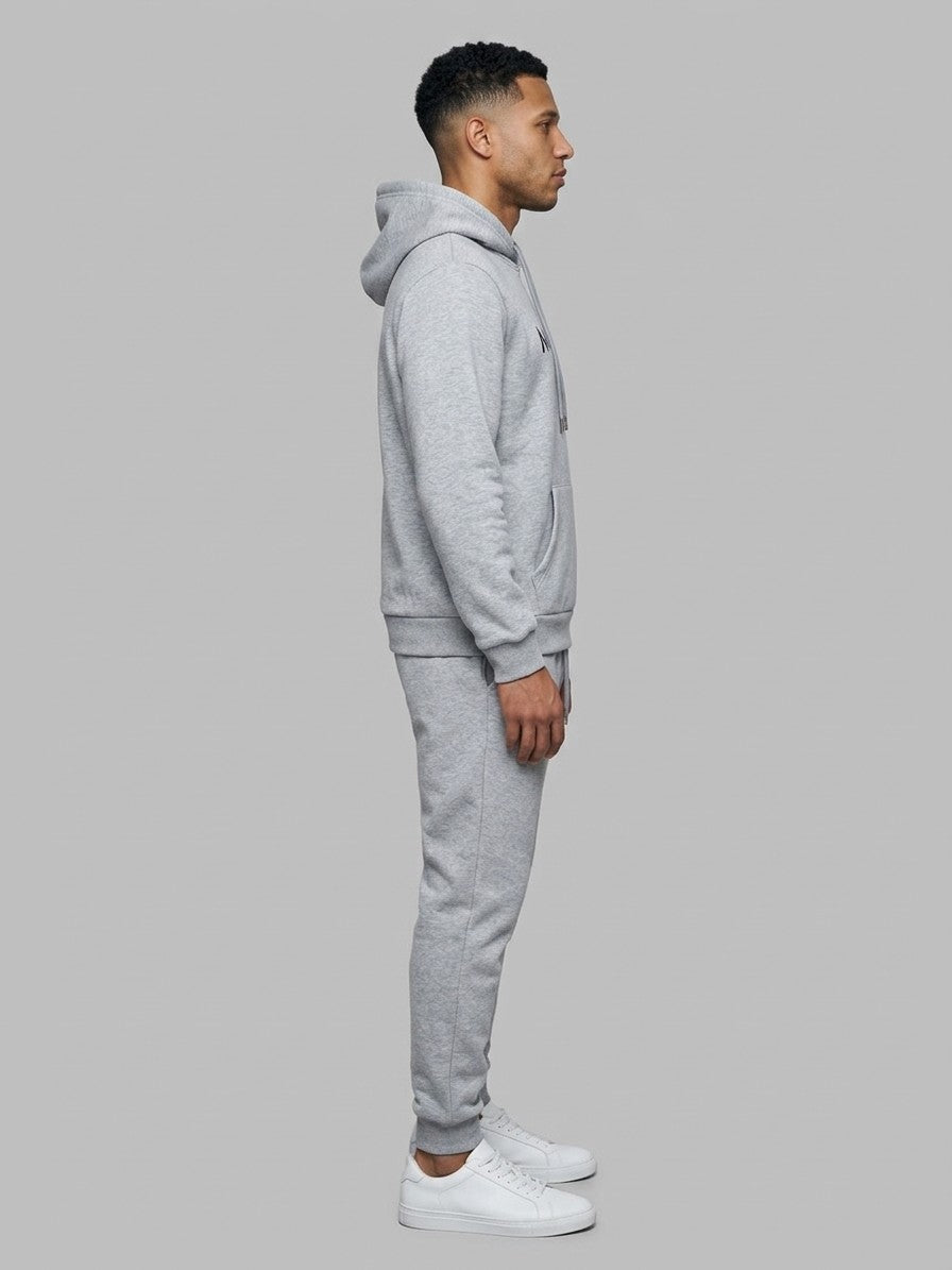 Rovato Men's Milano Print Hoodie & Jogger Set — heathergrey — fullside