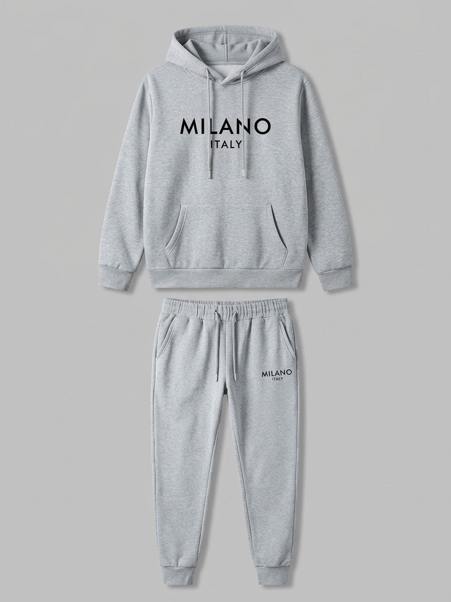 Rovato Men's Milano Print Hoodie & Jogger Set — heathergrey — packshot
