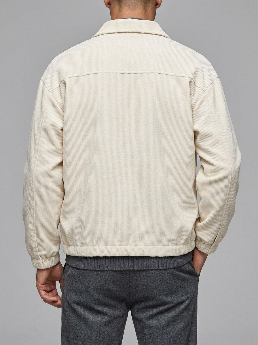 Sabaudia Men's Corduroy Snap-Front Shirt Jacket — apricot — back