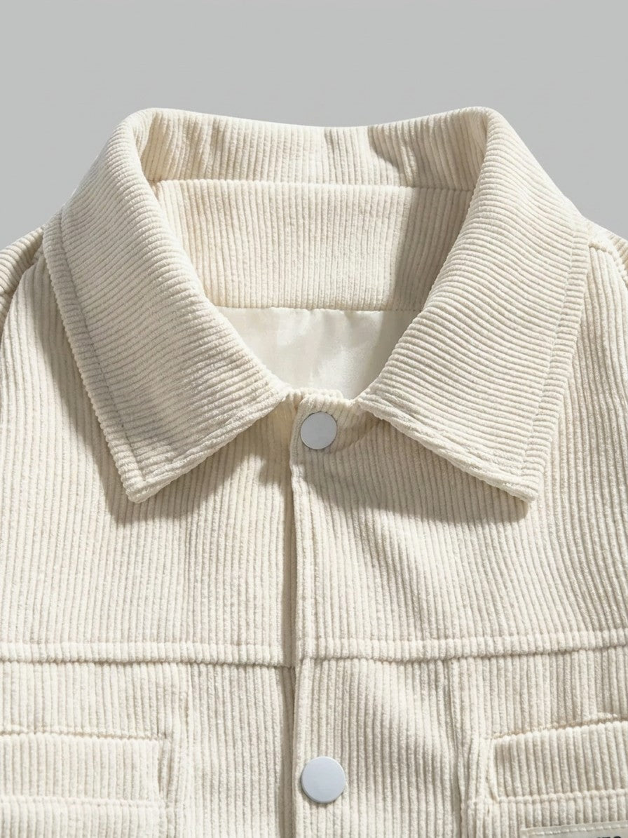 Sabaudia Men's Corduroy Snap-Front Shirt Jacket — apricot — detail-2