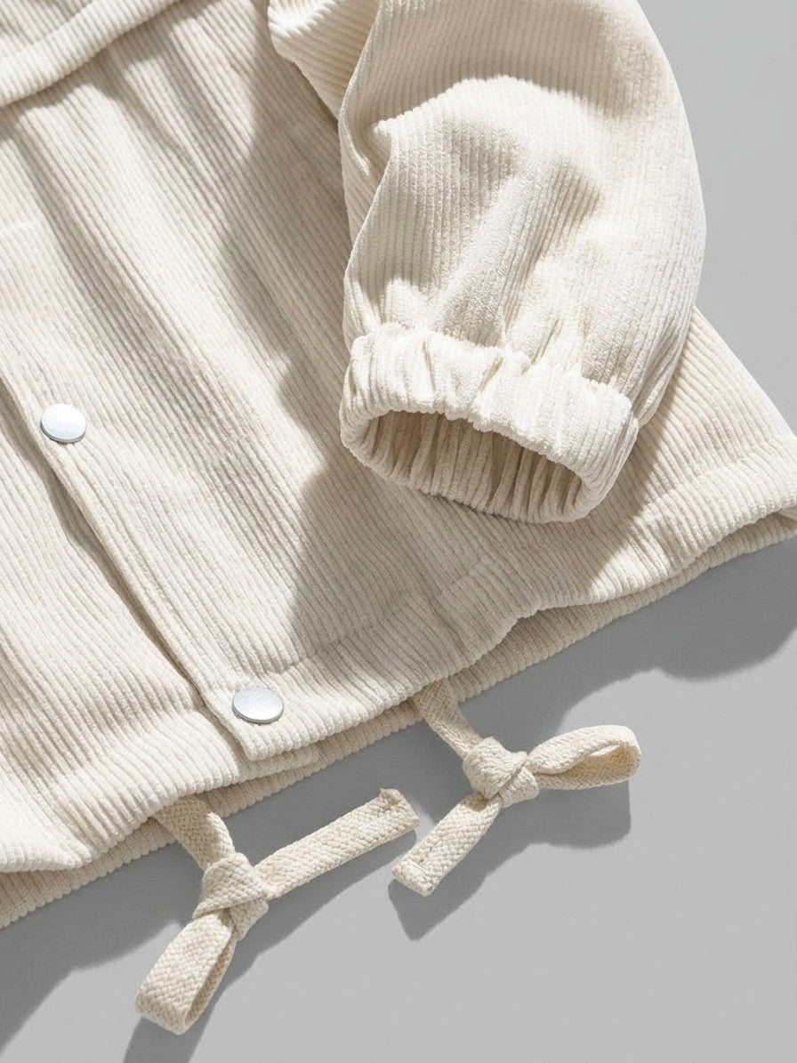 Sabaudia Men's Corduroy Snap-Front Shirt Jacket — apricot — detail-collar