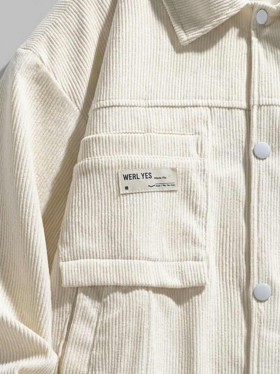 Sabaudia Men's Corduroy Snap-Front Shirt Jacket — apricot — detail