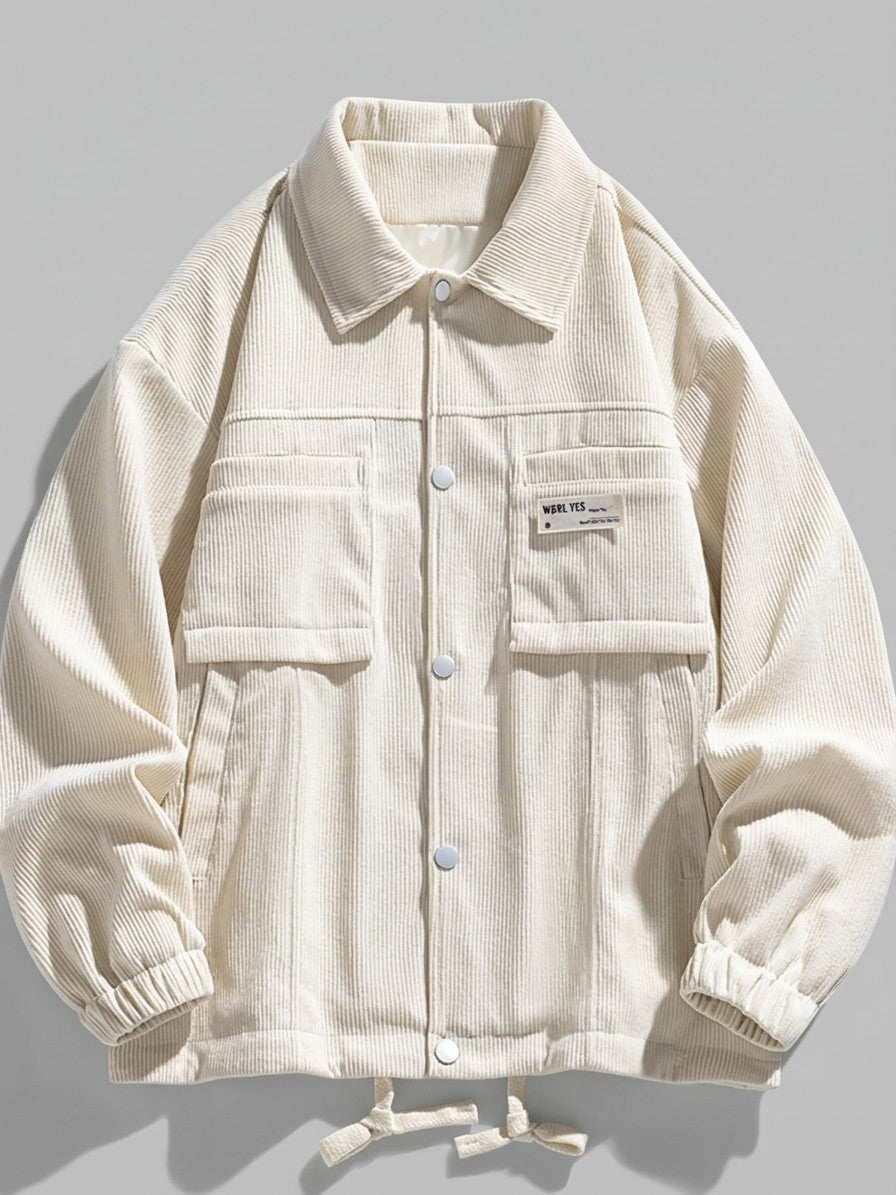 Sabaudia Men's Corduroy Snap-Front Shirt Jacket — apricot — packshot
