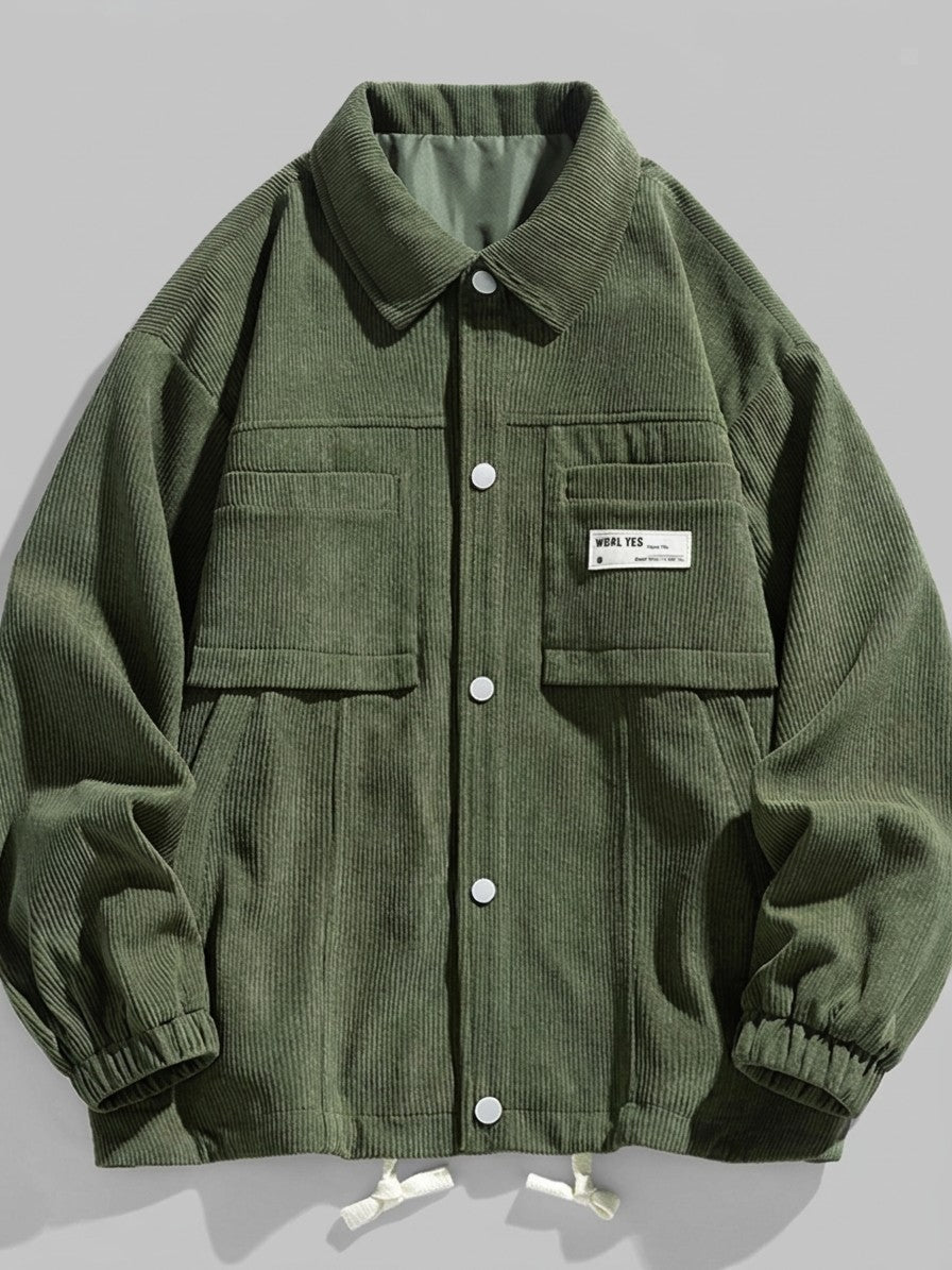 Sabaudia Men's Corduroy Snap-Front Shirt Jacket — armygreen — packshot