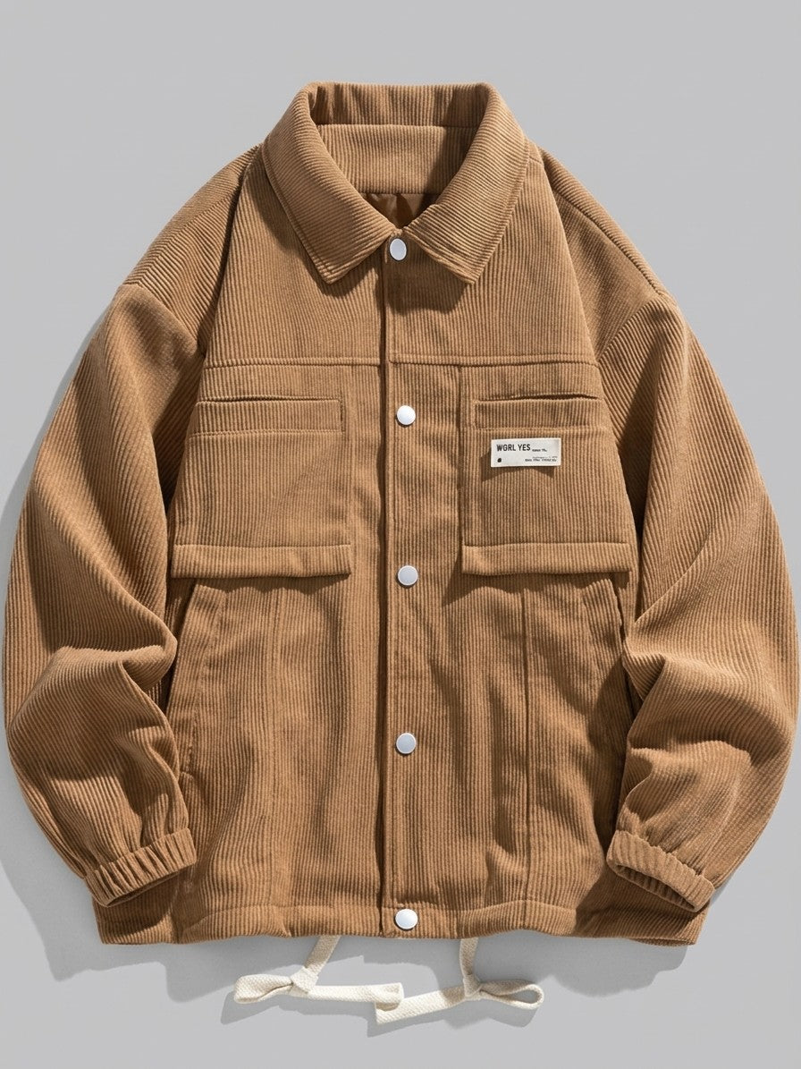 Sabaudia Men's Corduroy Snap-Front Shirt Jacket — caramel — packshot