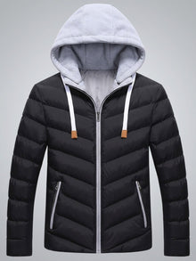 Salina Men's Chevron Quilted Hooded Puffer Jacket
