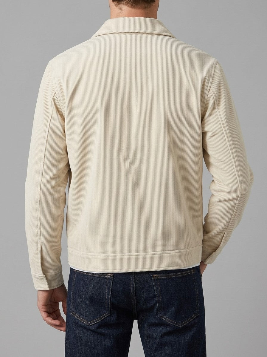 Salsomaggiore Men's Snap-Front Corduroy Trucker Jacket — cream — back