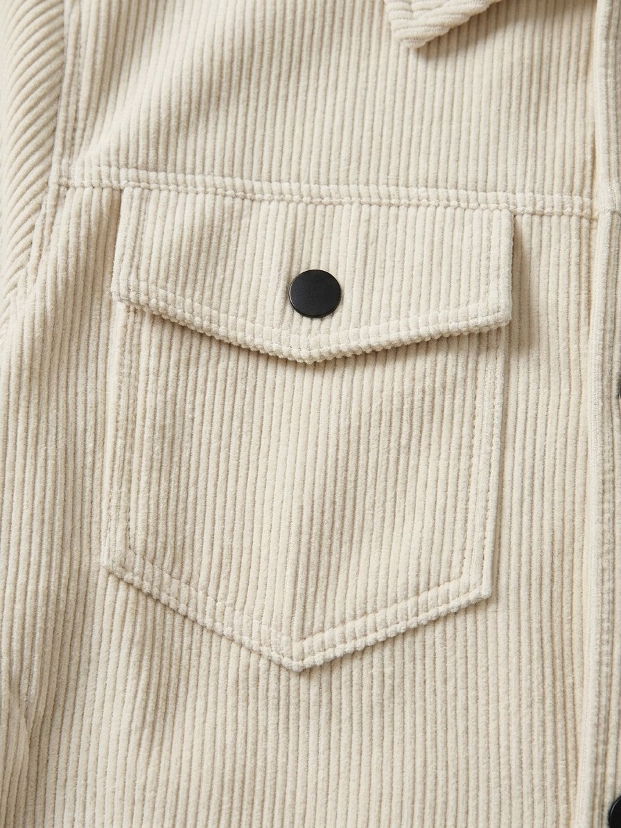 Salsomaggiore Men's Snap-Front Corduroy Trucker Jacket — cream — detail-2