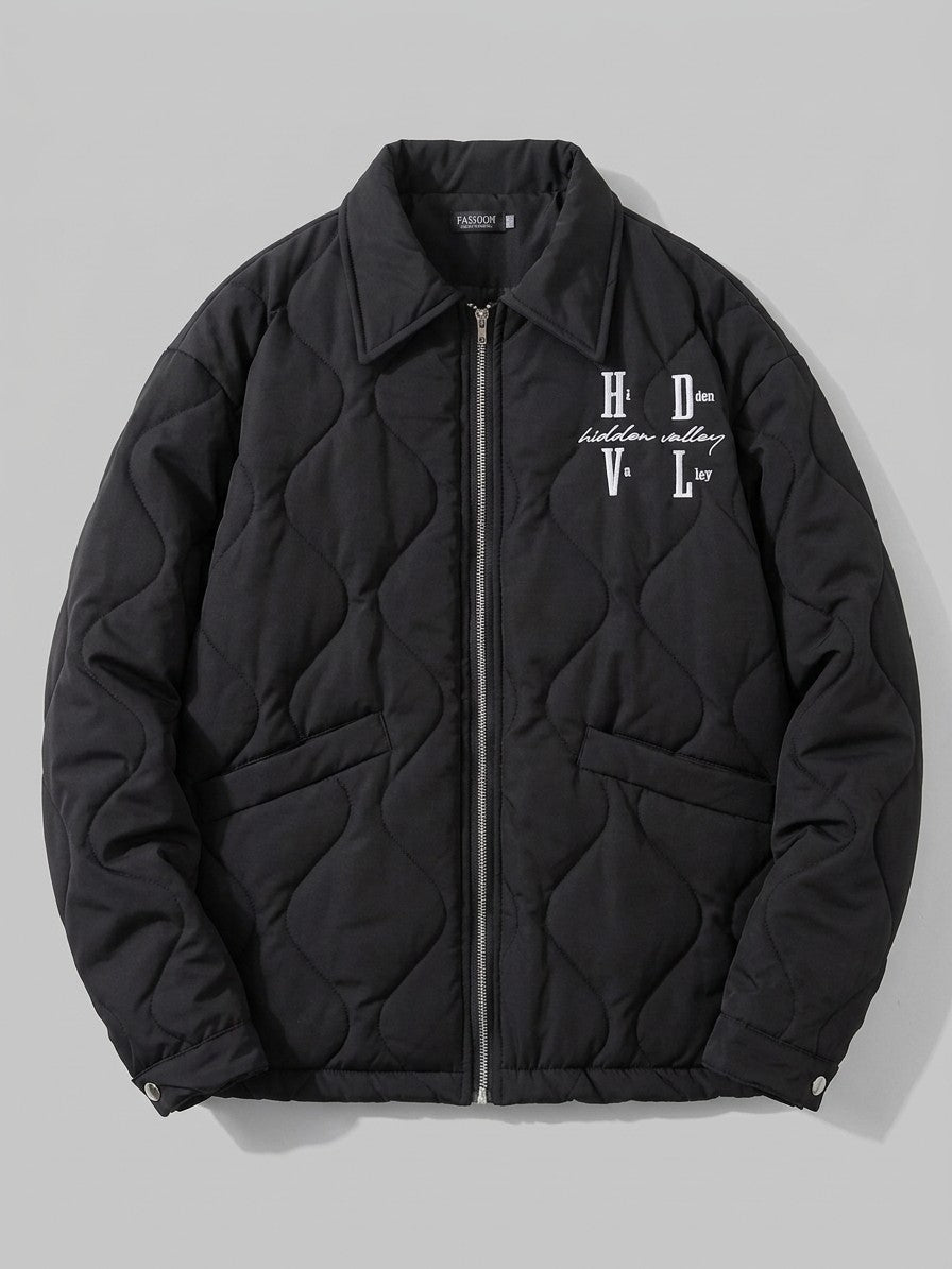 Saluzzo Men's Embroidered Onion-Quilted Jacket — black — packshot