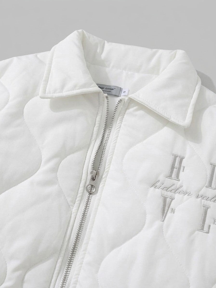Saluzzo Men's Embroidered Onion-Quilted Jacket — white — detail-2