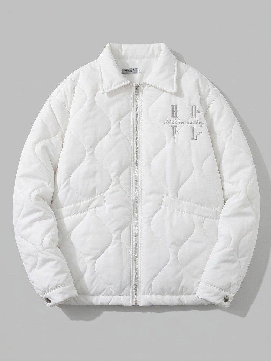 Saluzzo Men's Embroidered Onion-Quilted Jacket — white — packshot