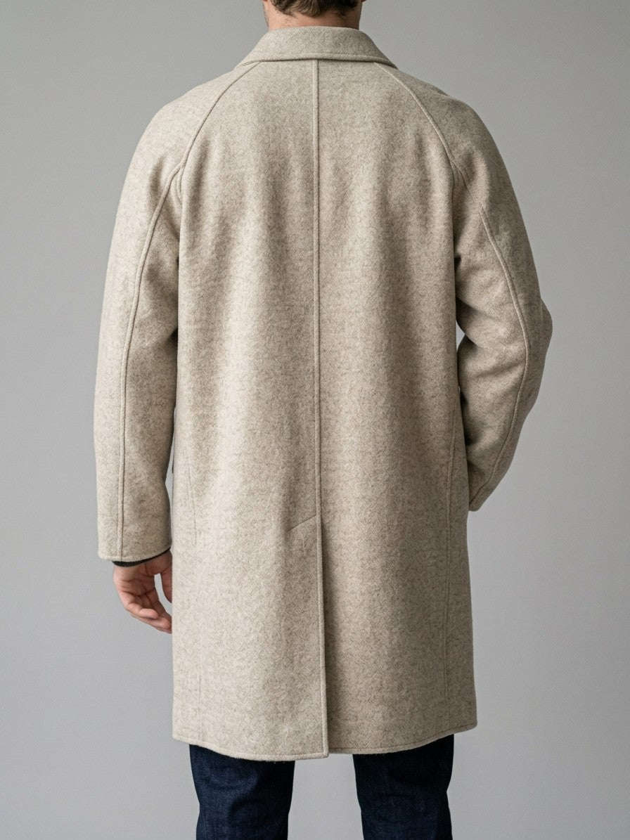 Sambuca Men's Double-Faced Wool Raglan Overcoat — oatmeal — back
