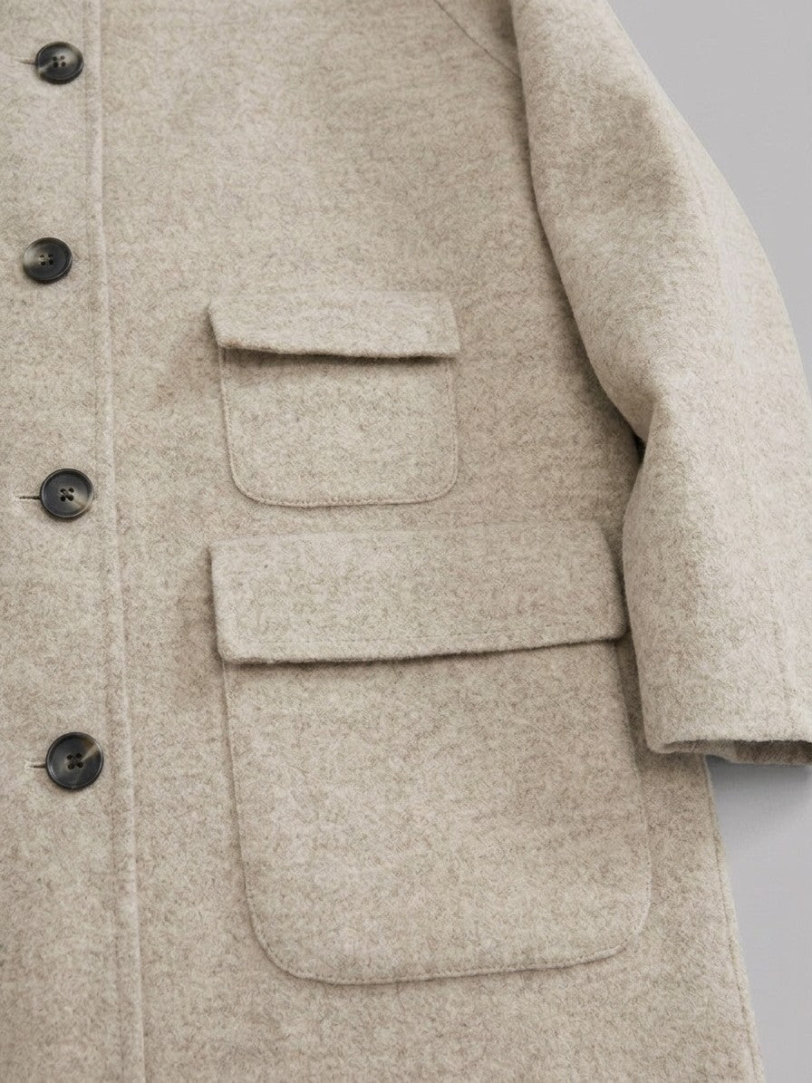 Sambuca Men's Double-Faced Wool Raglan Overcoat — oatmeal — detail-2