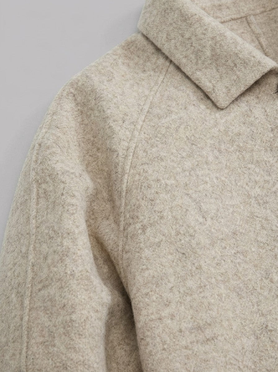 Sambuca Men's Double-Faced Wool Raglan Overcoat — oatmeal — detail-collar