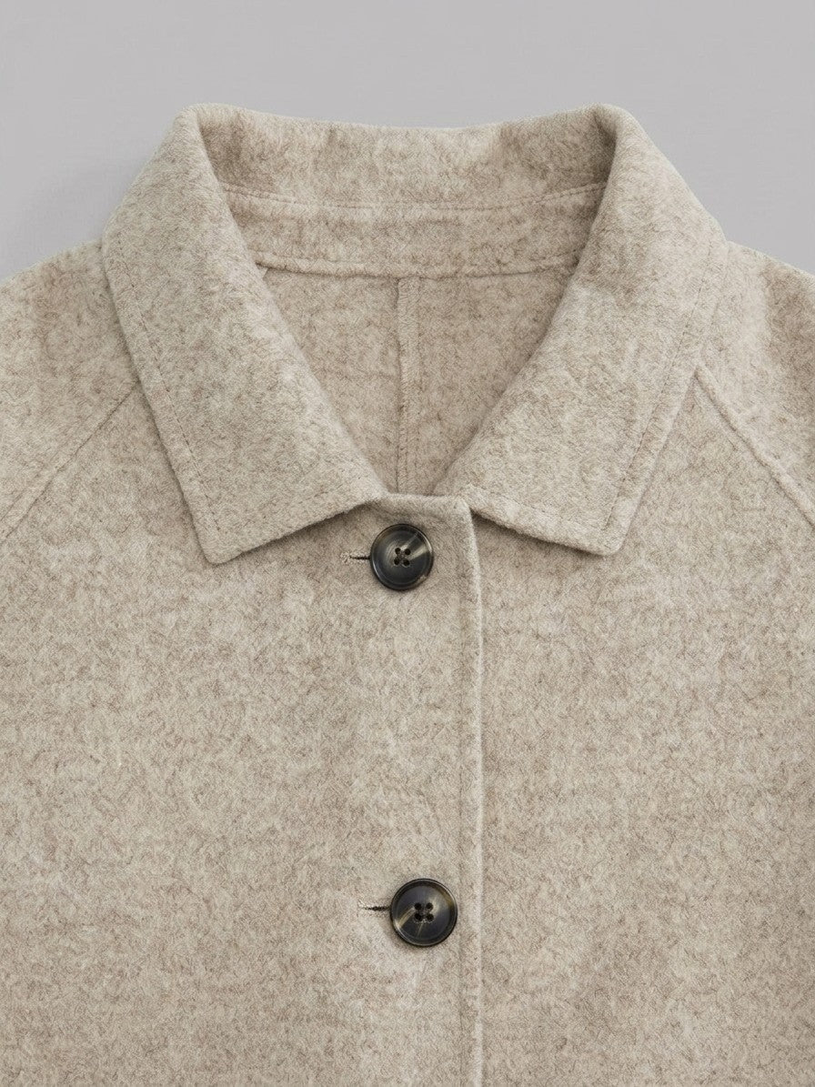 Sambuca Men's Double-Faced Wool Raglan Overcoat — oatmeal — detail