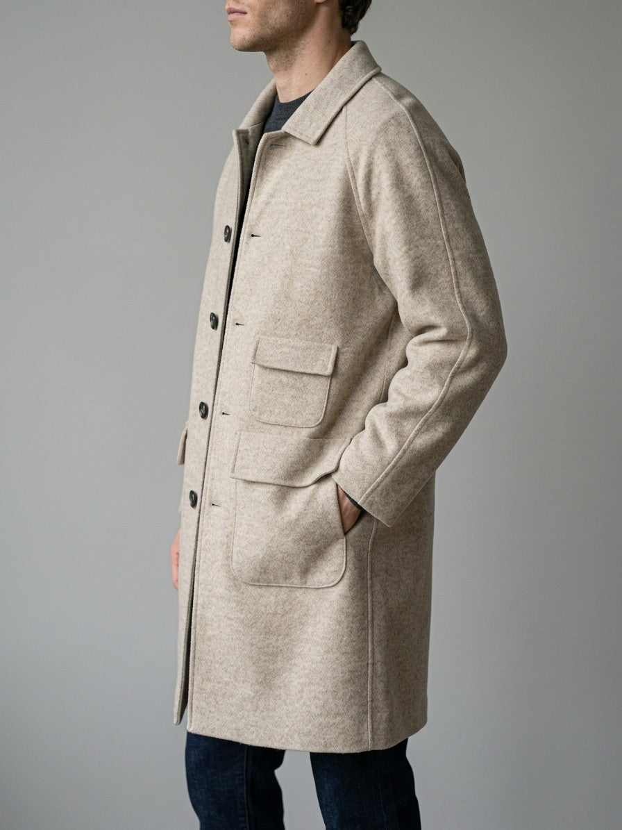 Sambuca Men's Double-Faced Wool Raglan Overcoat — oatmeal — side
