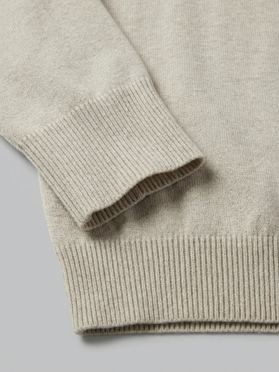 Sanremo Men's Long-Sleeve Knit Polo — beige — detail-2
