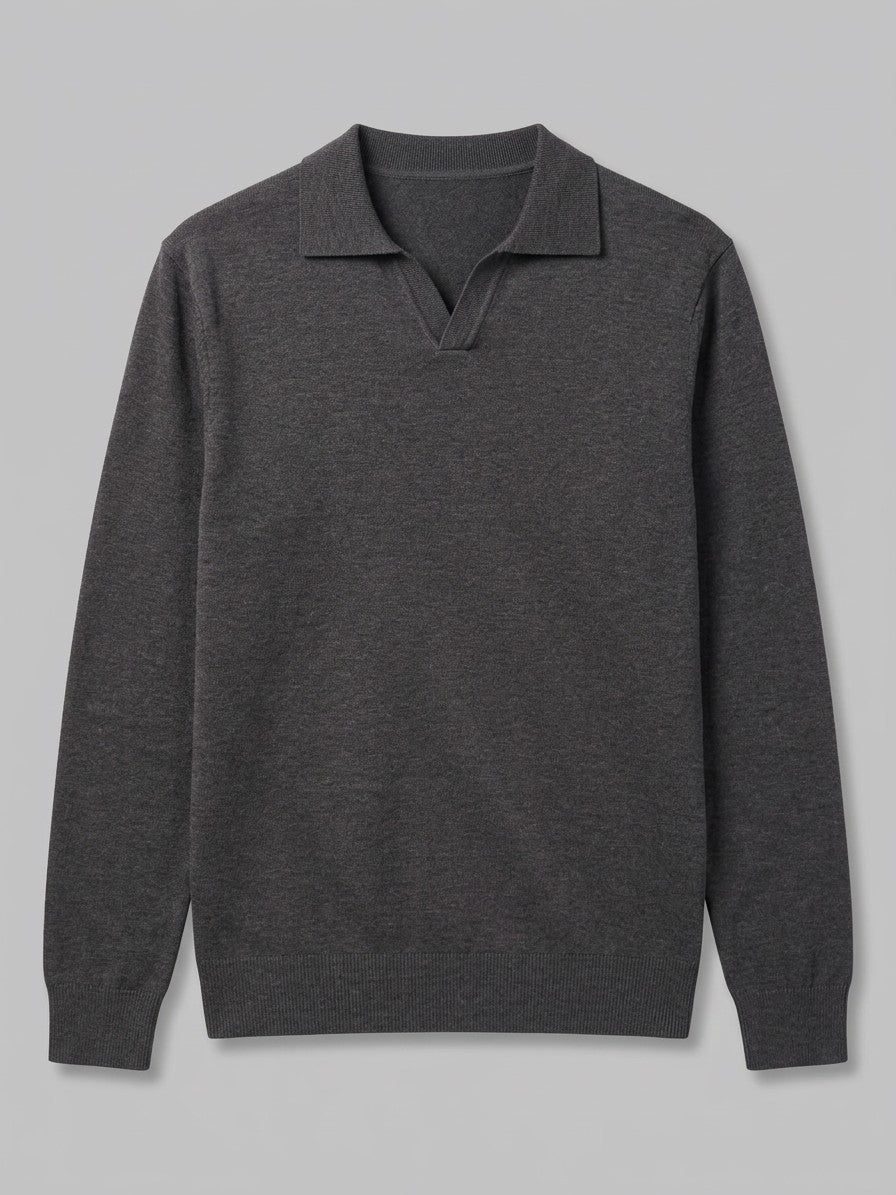 Sanremo Men's Long-Sleeve Knit Polo — darkgray — packshot
