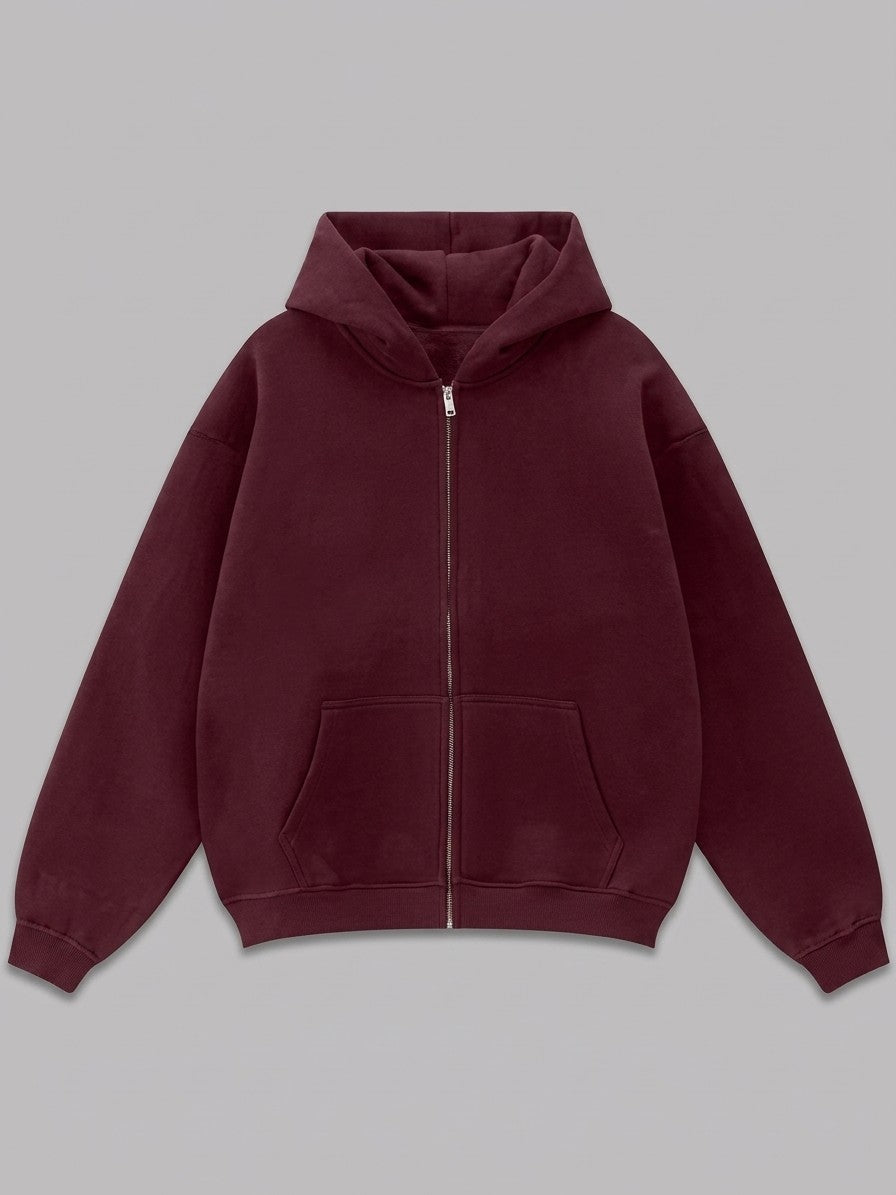 Sansepolcro Men's Oversized Heavyweight Zip Up Hoodie — burgundy — packshot